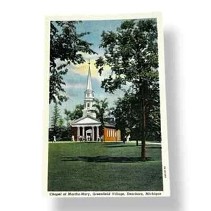 Postal Capilla de Martha Mary Greenfield Village Dearborn Michigan Lino C523 - Imagen 1 de 2