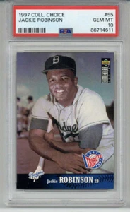 1997 UPPER DECK COLLECTOR'S CHOICE JACKIE ROBINSON CARD DODGERS PSA 10 LOW POP - Picture 1 of 2