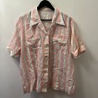 Vintage Blouse Womens Shirt Top Size 16 Pink White Yellow Smart Work Striped