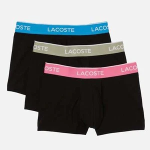 Men's Lacoste Boxer Shorts - 3 Pack Black Contrast Waistband - Picture 1 of 5