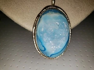 Colgante Druzy Azul Firmado Artesanal Plata de Ley 925 - Imagen 1 de 5