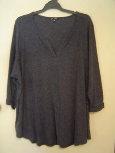 Quality Sue AS NEW!! SMART LONG STRETCHY RIB-KNIT CURVE l/sl TOP Plus size 26+ - Picture 1 of 4