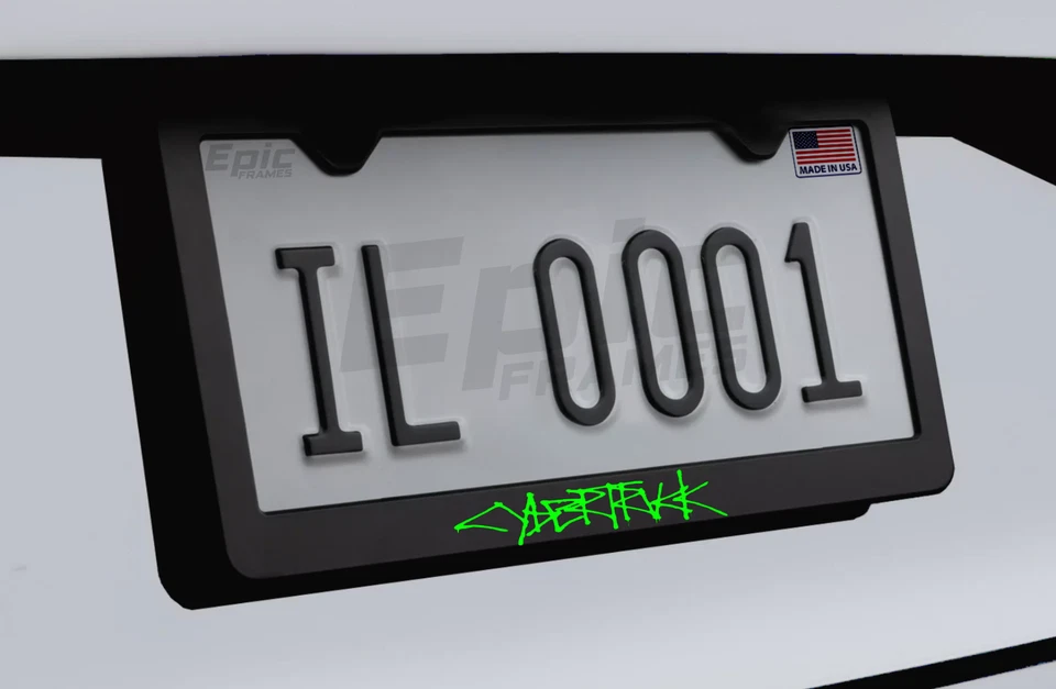 Marco de matrícula Cybertruck verde negro metal premium para Tesla Foto 1 de 1