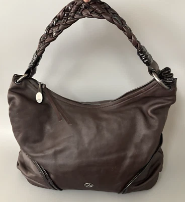 Bolso de Hombro Francesco Biasia Cuero Marrón Asas Trenzadas Boho Western Foto 1 de 4