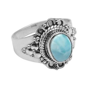 Larimar Solid 925 Sterling Silver Ring Jewelry Size-8 AR-7268 - Bild 1 von 1