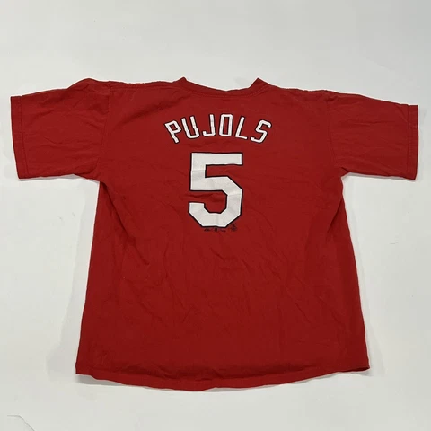 St Louis Cardinals Shirt YOUTH XL Albert Pujols #5 Red MLB Double-Sided Tee Cover