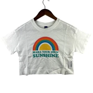Old Navy Girls Short Sleeve White Shirt Make Your Own Sunshine Size M (8) - Picture 1 of 9