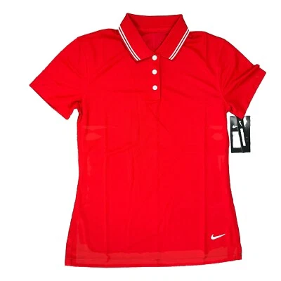 Nike Mujer Golf Polo Dri-FIT Rojo Blanco Camisa BV0217-412 Talla XS Foto 1 de 4