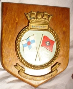 1 X WALL PLAQUE PLASTER / WOOD 18 X 15 X 3 CM BARBARY QUEENSLAND TUG CO ORIGINAL - Picture 1 of 4