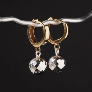 Michael Hill 10k Yellow & White Gold Disco Ball Drop Hoop Earrings Huggies - Picture 1 of 7