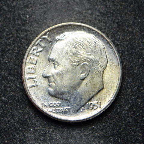 1951 Roosevelt Silver Dime BU (bb11022) Cover