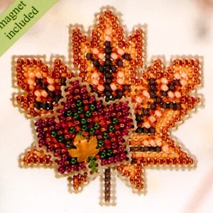 Maple Leaves Beaded Cross Stitch Kit Mill Hill 2010 Autumn Harvest - Picture 1 of 3