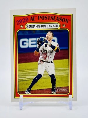 2021 Topps Heritage #23 Carlos Correa 2020 AL Postseason  - Image 1 of 2