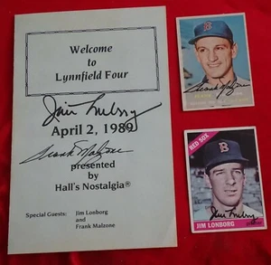 Jim Lonborg & Frank Malzone Signed Topps Cards (1966,1957) & Signed Show Program - Picture 1 of 6