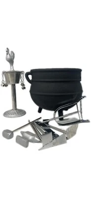 Set Guerrero Ogun Con Osun Y Herramientas Cauldron Caldero Santeria Ifa Tools