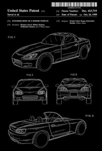 1999 - Honda S2000 Design - Motor Vehicle - D. Sawai - Patent Art Poster - Picture 1 of 3