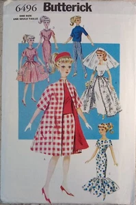 Butterick 6496 Vestido de Novia Retro 11.5" Moda Muñeca Ropa Patrón SIN CORTAR 1999 - Imagen 1 de 8