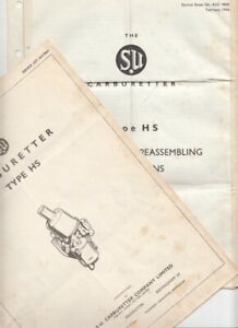 Two 1960s SU CARBURETTER TYPE HS BMC Factory Description & Dismantling Manuals 