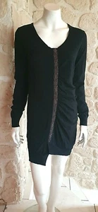 Tunique noire avec laine neuve taille M marque Lauren Vidal étiquetée 182€ (cm) - Picture 1 of 4
