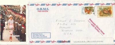 Islas Cook 1998 Cubierta con Princesa Diana Surtax Hoja de Recuerdo e Información Interior Foto 1 de 2