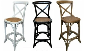 CROSSBACK BAR CHAIR BAR STOOL WHITE OR BLACK OR NATURAL SEAT HEIGHT 65 CM - Picture 1 of 1