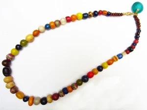 Ancien Magnifique Collier Tutti frutti Pâte de verre Venise Naga Nagaland Inde - Imagen 1 de 5
