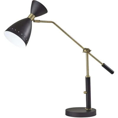 4282-01 Oscar Adjustable Desk Lamp, 31.75 in., 40W, Black w/Antique Brass, 1 ... - Image 1 of 4