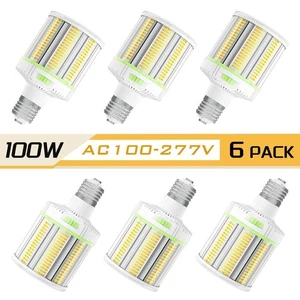6 Pack 100W LED Corn Light Bulb Warehouse Workshop High Bay Lamp Adjustable CCT - Picture 1 of 14