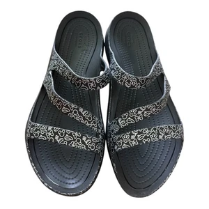 Crocs Disney Mickey Minnie Sandals Women’s Size 11 Black Silver - Picture 1 of 5