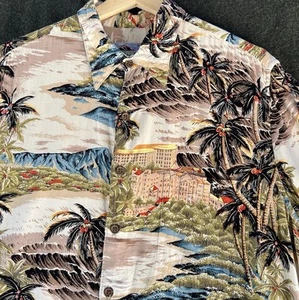 Vintage Reyn Spooner Hawaiihemd M Aloha Rayon Diamond Head Hula Luau AOP - Bild 1 von 7