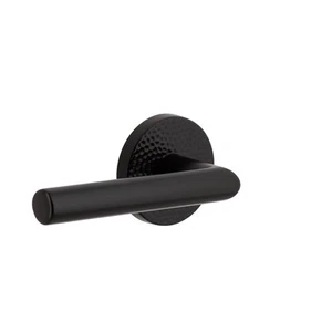 Circolo Hammered Rosette Passage with Moderno Lever in Satin Black - Left Handed - Picture 1 of 2