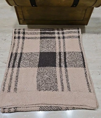 Barefoot Dreams Cozychic Scarf Marbled Plaid Brown & Tan  Fall/Winter Huge - Image 1 of 4