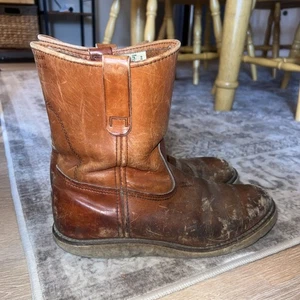 Vtg Men's Russet Leather RED WING IRISH SETTER PECOS Pull-On Boots Sz-9D - Picture 1 of 16
