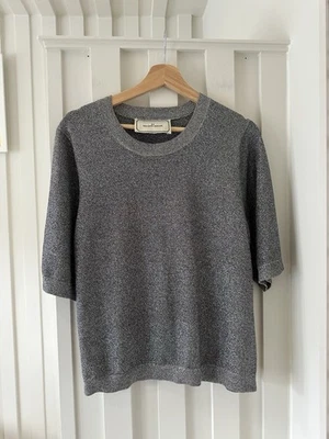 Malene Birger Metallic Glitter Top Large UK 12 Silver Glittery Xmas Sparkle - Image 1 of 4