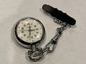 COLIBRI SILVER FOB PIN POCKET QUARTZ WOMENS WATCH FRANCE NEEDS BATTERY VINTAGE - Picture 1 of 5