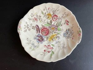 Johnson Bros Ironstone Handled Cake Plate Sheraton Hand Painted 10 1/4” Wide - Imagen 1 de 4