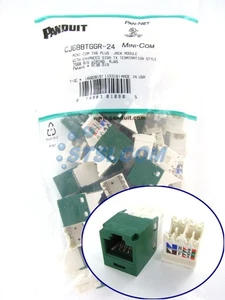 (24-PACK) Panduit CJ688TGGR-24 Cat6 Mini-Com Jack Module, Green GENIUNE ~STSI - Picture 1 of 4