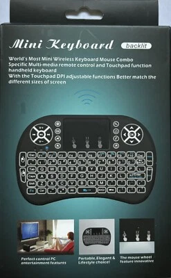 Mini Wireless Keyboard Remote Touchpad 2.4GHz Smart TV Android TV Box PC Backlit - Image 1 of 2