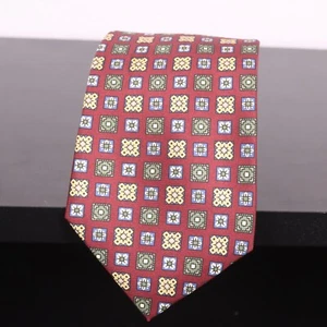 Vintage J.PRESS Burlington Knot Dark Brown Multi Medallions M's Silk Necktie Tie - Picture 1 of 7