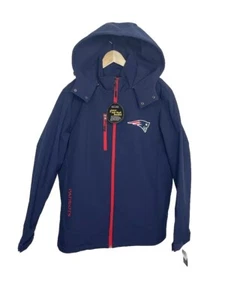 NFL PATRIOTS Navy 3 Layer Soft Shell Coat Jacket Removable Hood Size L NWT - Picture 1 of 7
