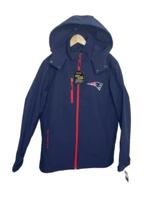 NFL PATRIOTS Navy 3 Layer Soft Shell Coat Jacket Removable Hood Size L  NWT - Image 1 of 4