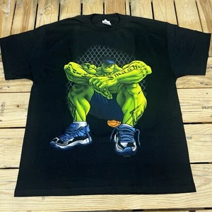 Vtg Y2K New Old Stock Incredible Hulk Jordan 11 Black Graphic T-Shirt Mens Large - Picture 1 of 6