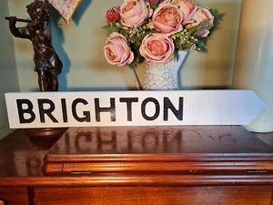 Brighton Aged Basic Old Style British Road Sign Beach East Sussex - Picture 1 of 3