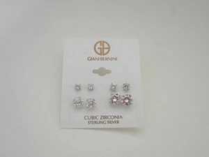 Giani Bernini Cubic Zirconia Sterling Silver 4 Pairs of Earrings - New - Picture 1 of 1