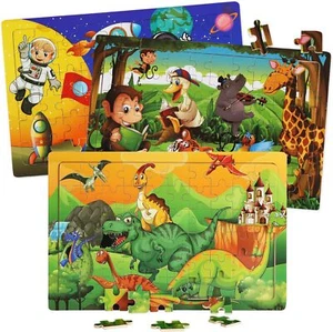 Wooden Puzzles Toys for Kids Ages 4-6, Set of 3 Packs with 60-Piece Wood... - Picture 1 of 7