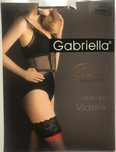 Gabriella Victoria Lace Top Stockings Red Stripe - Picture 1 of 2