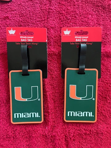 2 ~ Miami Hurricanes Bag Tag Tag Luggage Tag ~ NEW Cover