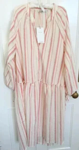 Zara Woman Long Striped Oversized Dress Red/Ecru Size S BNWT RRP £39.99 LAST ONE - Picture 1 of 11