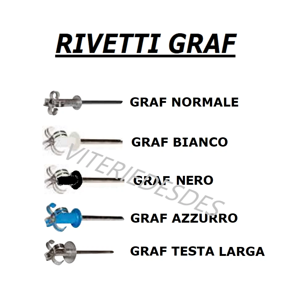 RIVETTI A FIORE FARFALLA GRAF D.4mm D.4,8mm IN ALLUMINIO CHIODO ACCIAIO ZINCATO  - Immagine 1 di 4