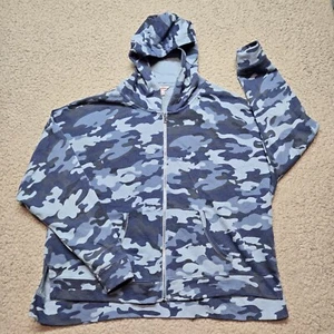JUICY COUTURE Women's Bluecamo Large Full Zip Hooded Sweatshirt Oversized Used - Picture 1 of 7